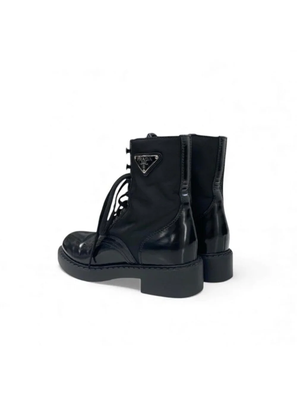 Prada Boots Short Shoes Nylon Leather Black Re-nylon Brushed - Picture 5 of 10